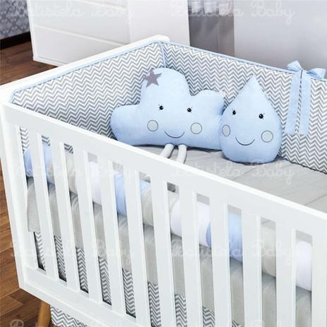 Kit Berço Nuvem e Gotinha Padrão Americano 10 Peças Azul - Batistela Baby Menor preço em Kit Berço Nuvem e Gotinha Padrão Americano 10 Peças Azul - Batistela Baby
