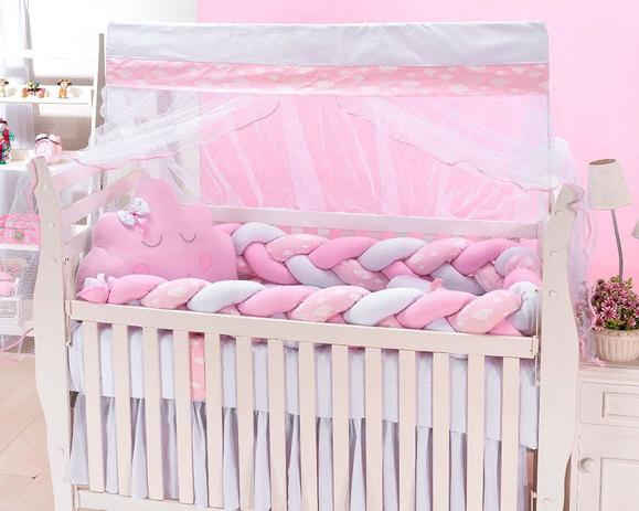 Kit Berço Nuvem menina Rosa Trançado 11 Peças - Marias Enxoval Menor preço em Kit Berço Nuvem menina Rosa Trançado 11 Peças - Marias Enxoval
