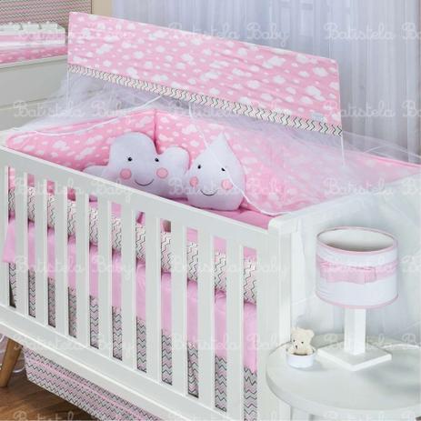Kit Berço Nuvenzinha Padrão Americano 10 Peças Rosa - Batistela Baby Menor preço em Kit Berço Nuvenzinha Padrão Americano 10 Peças Rosa - Batistela Baby
