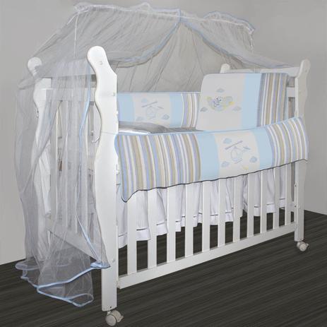 Kit Berço Padrão Americano 10 Peças c/ Mosquiteiro - Coleção Avião - Tecido 100 Algodão - Laura baby Menor preço em Kit Berço Padrão Americano 10 Peças c/ Mosquiteiro - Coleção Avião - Tecido 100 Algodão - Laura baby