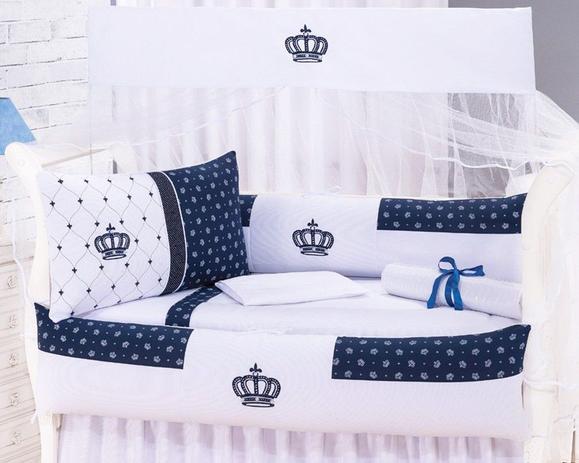 Kit Berço Perola Azul Marinho 10 Peças Menino - Marias Enxoval Menor preço em Kit Berço Perola Azul Marinho 10 Peças Menino - Marias Enxoval