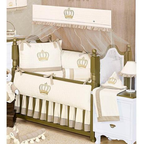 Kit Berço Realeza 100 Algodão 09 peças Cáqui - Giz de Cor Menor preço em Kit Berço Realeza 100 Algodão 09 peças Cáqui - Giz de Cor