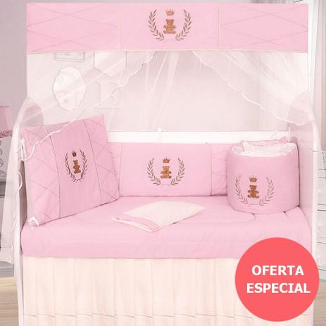 Kit Berço Realeza Luxo Rosa - Precious baby Menor preço em Kit Berço Realeza Luxo Rosa - Precious baby