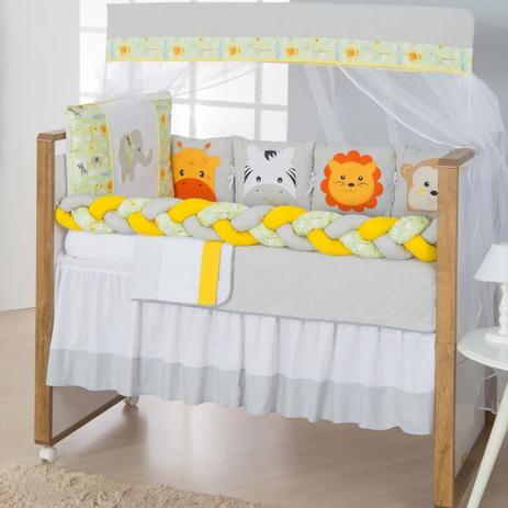 Kit Berço Trança Bichinhos Savana Amarelo 10pçs - JD Confecções Menor preço em Kit Berço Trança Bichinhos Savana Amarelo 10pçs - JD Confecções