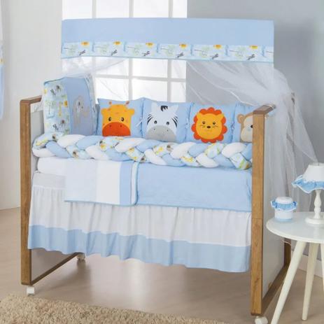 Kit Berço Trança Bichinhos Savana Azul Claro 11 Pçs - Stylo Casa Menor preço em Kit Berço Trança Bichinhos Savana Azul Claro 11 Pçs - Stylo Casa