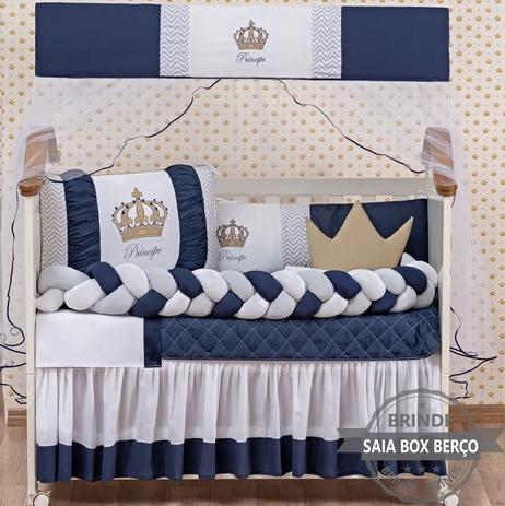 Kit Berço Trança Imperial Luxo Marinho 11 pçs Almofada Brinde - Gabi pires enxovais Menor preço em Kit Berço Trança Imperial Luxo Marinho 11 pçs Almofada Brinde - Gabi pires enxovais