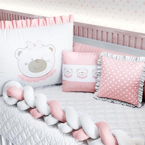 Kit Berço Trança Menina Ursinha Rosa 10Pç Grão de Gente Menor preço em Kit Berço Trança Menina Ursinha Rosa 10Pç Grão de Gente