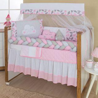 Kit Berço Trança Nuvem Rosa 11 peças com saia + Almofada Brinde - Gabi pires enxovais é boa?