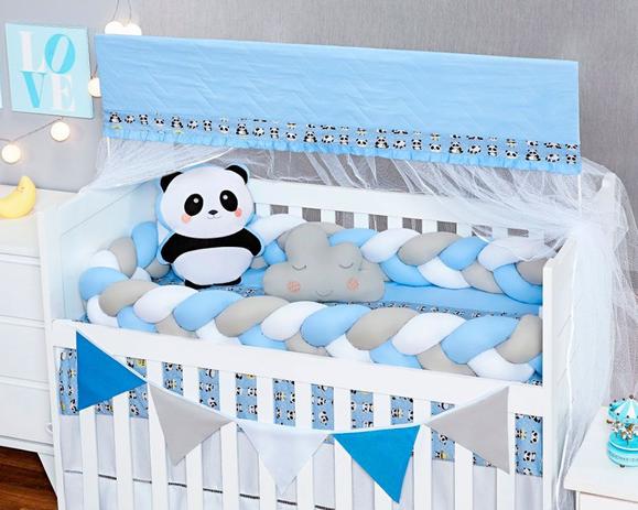 Kit Berço Urso Panda Azul 6 Peças - Marias enxoval Menor preço em Kit Berço Urso Panda Azul 6 Peças - Marias enxoval