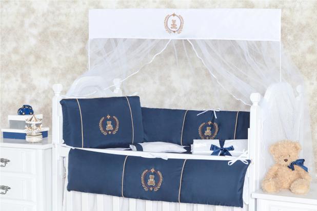 Kit Berço Urso Príncipe Re9casa 09 Peças Tecido Misto - Azul Marinho Menor preço em Kit Berço Urso Príncipe Re9casa 09 Peças Tecido Misto - Azul Marinho