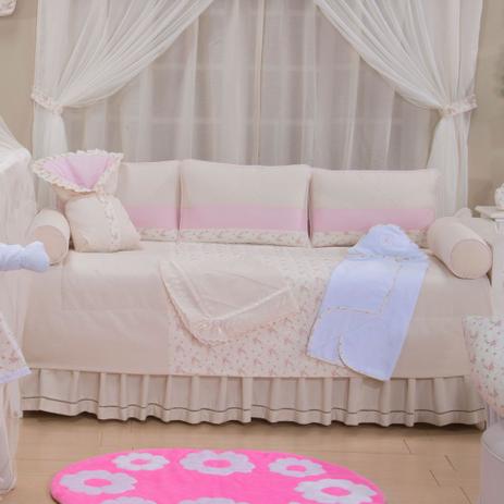 Kit Bicama 06 Pçs 100% Alg. - Nervura Floral Rosa - Laura baby Menor preço em Kit Bicama 06 Pçs 100% Alg. - Nervura Floral Rosa - Laura baby