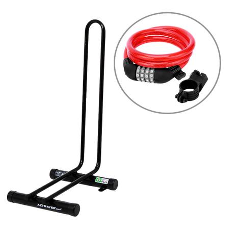 Kit Bicicletario de chão para 1 bicicleta AL-15 Altmayer + Cadeado PRO com Segredo 1m Vermelha Menor preço em Kit Bicicletario de chão para 1 bicicleta AL-15 Altmayer + Cadeado PRO com Segredo 1m Vermelha
