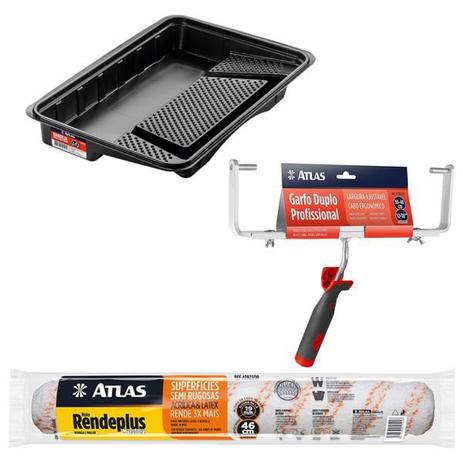 Kit Big Atlas Com Bandeja + Garfo + Rolo Rende Plus 46cm Menor preço em Kit Big Atlas Com Bandeja + Garfo + Rolo Rende Plus 46cm