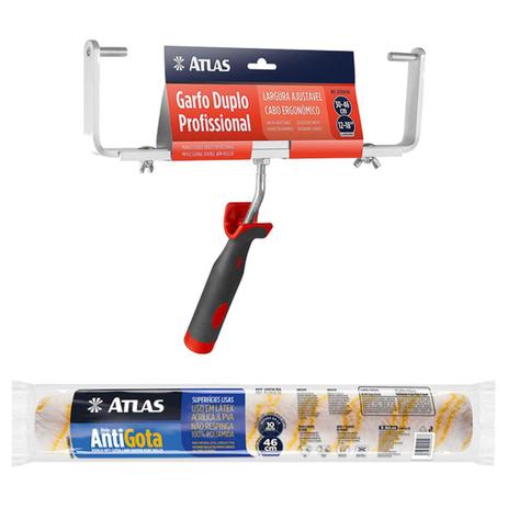 Kit Big Rolo Antigota 46cm + Garfo Pintura Atlas Premium Menor preço em Kit Big Rolo Antigota 46cm + Garfo Pintura Atlas Premium