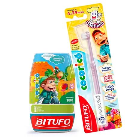 Menor preço em Kit Bitufo Cocoricó Gel Dental Sem Flúor 100g + Escova Dental 1º Dentinho