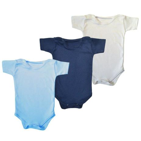 Kit Bodies 3 Peças Manga Curta Azul, Marinho e Branco Lisos - Balão kids é boa?