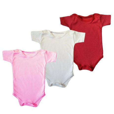 Kit Bodies 3 Peças Manga Curta Rosa, Branco e Vermelho Lisos - Balão kids é boa?