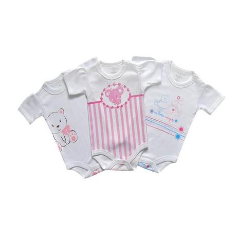 Kit body para bebê menina manga fofa com estampa alegre - Babyhood Menor preço em Kit body para bebê menina manga fofa com estampa alegre - Babyhood