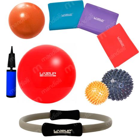 Kit Bola 45 Cm + 3 Faixas Elasticas + Arco + Bolas Massageadoras + Overball Liveup Menor preço em Kit Bola 45 Cm + 3 Faixas Elasticas + Arco + Bolas Massageadoras + Overball Liveup
