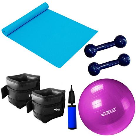 Kit Bola 55 Cm e Mini Bomba + Colchonete + Par Halter 1kg e Par Caneleira 2 Kg Liveup Menor preço em Kit Bola 55 Cm e Mini Bomba + Colchonete + Par Halter 1kg e Par Caneleira 2 Kg Liveup