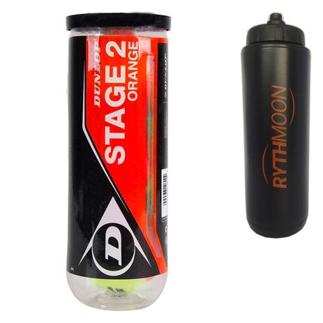 Menor preço em Kit Bola Beach Tennis Stage 2 Dunlop Tubo com 3 Bolas + Squeeze Automático 1lt - Rythmoon