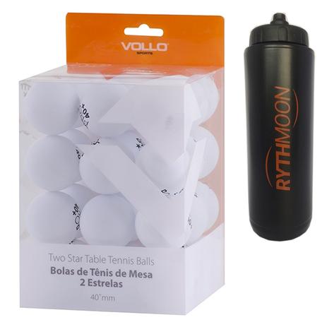 Kit Bola de Tenis de Mesa Com 36 Unidades Vollo Branca + Squeeze Automático 1lt - Rythmoon Menor preço em Kit Bola de Tenis de Mesa Com 36 Unidades Vollo Branca + Squeeze Automático 1lt - Rythmoon