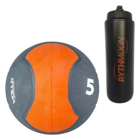 Kit Bola Medicine Ball - VOLLO 5KG + Squeeze Automático 1lt - Rythmoon Menor preço em Kit Bola Medicine Ball - VOLLO 5KG + Squeeze Automático 1lt - Rythmoon