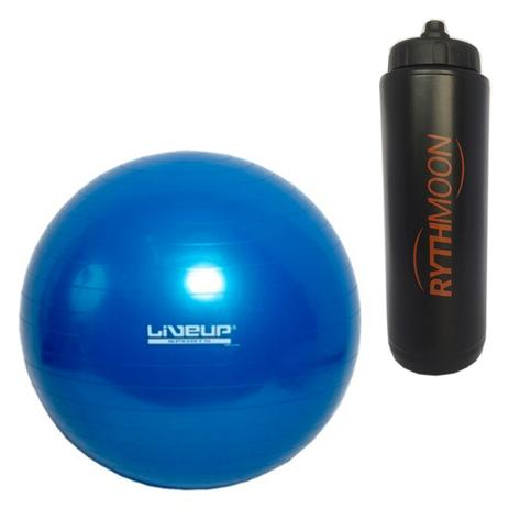 Kit Bola Pilates Yoga Fitball Liveup 65cm Azul + Squeeze Automático 1lt - Rythmoon Menor preço em Kit Bola Pilates Yoga Fitball Liveup 65cm Azul + Squeeze Automático 1lt - Rythmoon