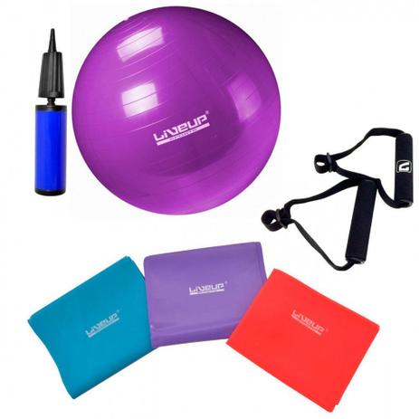 Kit Bola Suica 55 Cm + Bomba com Bico de 7 Mm Liveup + Kit Faixa Elastica + Pegadores Menor preço em Kit Bola Suica 55 Cm + Bomba com Bico de 7 Mm Liveup + Kit Faixa Elastica + Pegadores