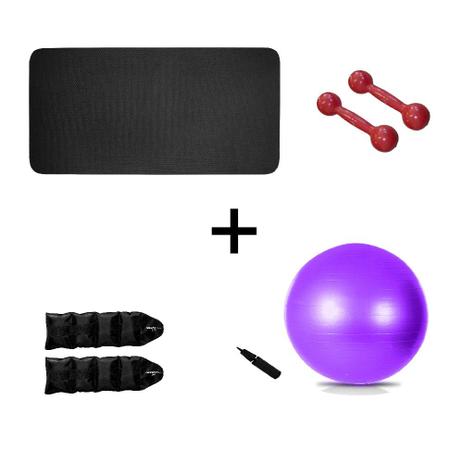 Kit Bola Suiça Colchonete Tornozeleira 3kg Halteres 2kg - Natural fitness Menor preço em Kit Bola Suiça Colchonete Tornozeleira 3kg Halteres 2kg - Natural fitness
