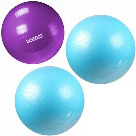 Kit Bola Suica com 2 Bolas 65 Cm Azuis + 1 Bola 55 Cm Roxa Liveup Menor preço em Kit Bola Suica com 2 Bolas 65 Cm Azuis + 1 Bola 55 Cm Roxa Liveup