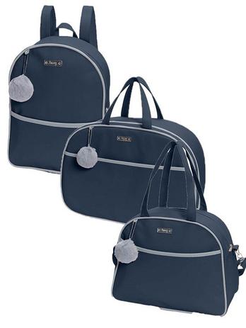 Kit bolsa de maternidade com mala e mochila Marinho Berlim - 3 pçs - Hug Menor preço em Kit bolsa de maternidade com mala e mochila Marinho Berlim - 3 pçs - Hug