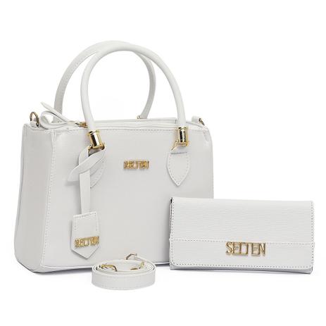 Kit Bolsa Feminina Tote Brilho Lorena + Carteira Selten Branco Menor preço em Kit Bolsa Feminina Tote Brilho Lorena + Carteira Selten Branco