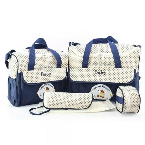 Kit Bolsa Maternidade Bebê Menino Azul 5 Peças - Baby Menor preço em Kit Bolsa Maternidade Bebê Menino Azul 5 Peças - Baby