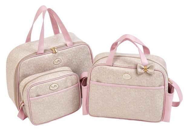 Kit Bolsa Maternidade Clássica - Bege com Rosa - Tutti Baby Menor preço em Kit Bolsa Maternidade Clássica - Bege com Rosa - Tutti Baby