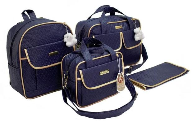 Kit Bolsa Maternidade com Mochila Menino - Cor Azul Marinho - Evundile Menor preço em Kit Bolsa Maternidade com Mochila Menino - Cor Azul Marinho - Evundile