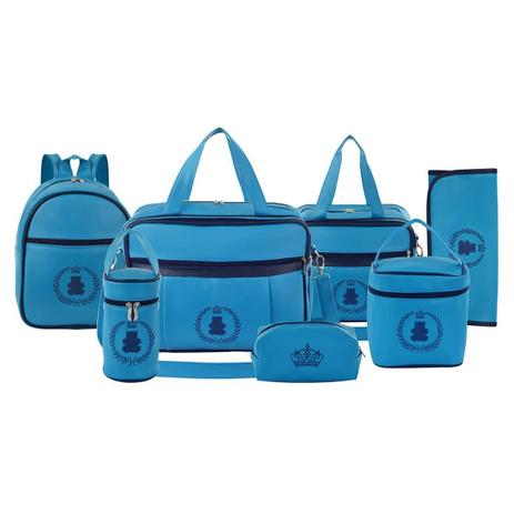 Kit Bolsa Maternidade Diamond Azul Capri e Azul Marinho Com Mochila Creche - 7 Peças + Brinde - Evundile Menor preço em Kit Bolsa Maternidade Diamond Azul Capri e Azul Marinho Com Mochila Creche - 7 Peças + Brinde - Evundile