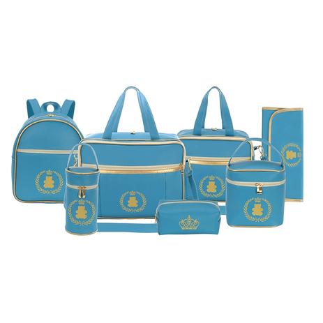 Menor preço em Kit Bolsa Maternidade Diamond Azul Céu Com Mochila Creche 7 Peças + Brinde   Evundile