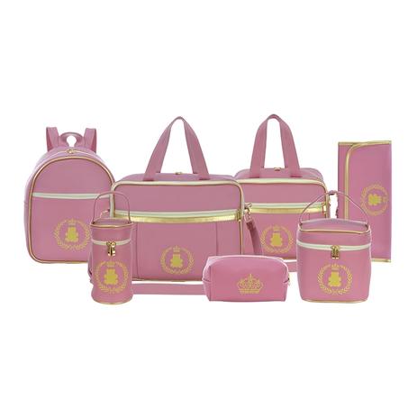 Kit Bolsa Maternidade Diamond Rosa Chá Com Mochila Creche 7 Peças + Brinde - Evundile Menor preço em Kit Bolsa Maternidade Diamond Rosa Chá Com Mochila Creche 7 Peças + Brinde - Evundile