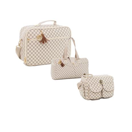 Kit bolsa maternidade escocesa caramelo 3pcs Bolsa viagem, mala, frasqueira - Lequiqui Menor preço em Kit bolsa maternidade escocesa caramelo 3pcs Bolsa viagem, mala, frasqueira - Lequiqui