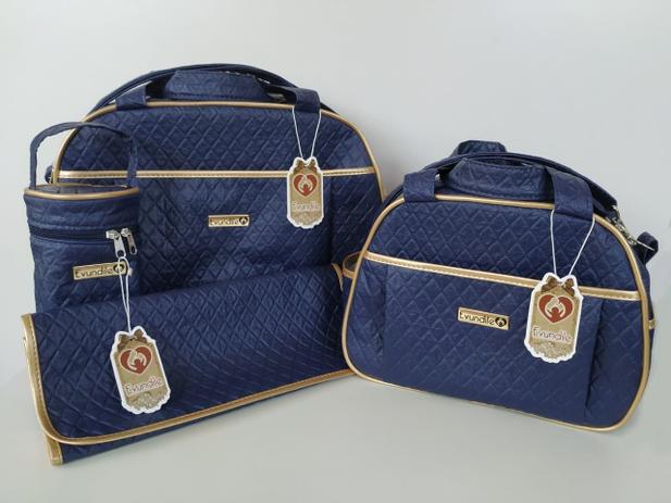 Kit Bolsa Maternidade Meu Príncipe 4 Peças - Azul Marinho - Evundile Menor preço em Kit Bolsa Maternidade Meu Príncipe 4 Peças - Azul Marinho - Evundile