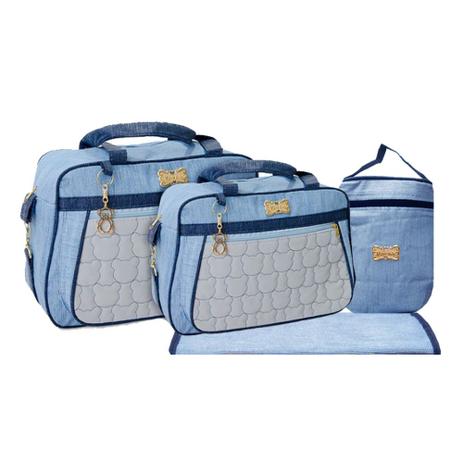 Kit Bolsa Maternidade Milão Mave 4 Peças Azul - Bolsa, Mala, Frasqueira Térmica e Trocador Menor preço em Kit Bolsa Maternidade Milão Mave 4 Peças Azul - Bolsa, Mala, Frasqueira Térmica e Trocador