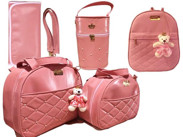 Kit Bolsa Maternidade Rosa Luk Mk Baby Kit Bolsa Maternidade Magazine Luiza