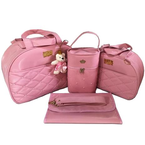 Kit Bolsa Saída Maternidade Rosa claro - Mk Baby Menor preço em Kit Bolsa Saída Maternidade Rosa claro - Mk Baby