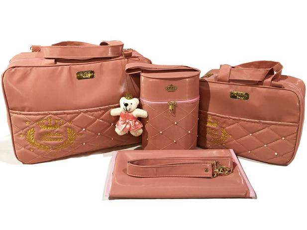 Kit Bolsa Saída Maternidade Rose nude - MK BABY Menor preço em Kit Bolsa Saída Maternidade Rose nude - MK BABY