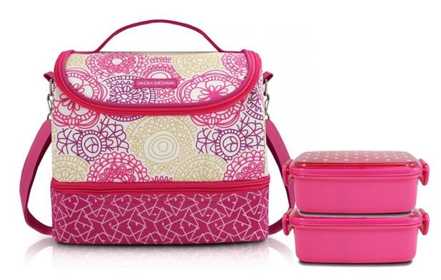 Kit Bolsa Termica lancheira Com 2 Marmitas Look rosa - Jacki design Menor preço em Kit Bolsa Termica lancheira Com 2 Marmitas Look rosa - Jacki design