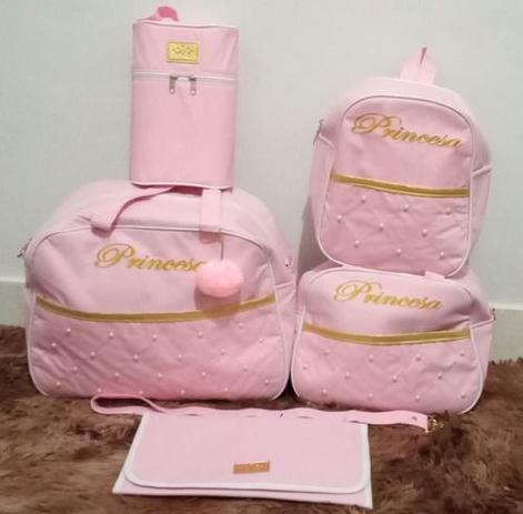 Kit Bolsas Maternidade Termicas 5 Cinco Pecas Menina Rosa Claro Princesa Real Sonho Kit Bolsa Maternidade Magazine Luiza
