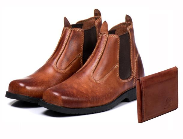 Kit Bota Botina Masculina Couro Country + Carteira - Campero Menor preço em Kit Bota Botina Masculina Couro Country + Carteira - Campero