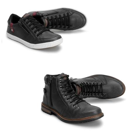 Kit Bota Coturno + Sapatênis Casual Masculino Zíper Conforto - Pedway calçados Menor preço em Kit Bota Coturno + Sapatênis Casual Masculino Zíper Conforto - Pedway calçados