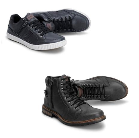 Kit Bota Coturno + Sapatênis Casual Masculino Zíper Estilo - Pedway calçados Menor preço em Kit Bota Coturno + Sapatênis Casual Masculino Zíper Estilo - Pedway calçados